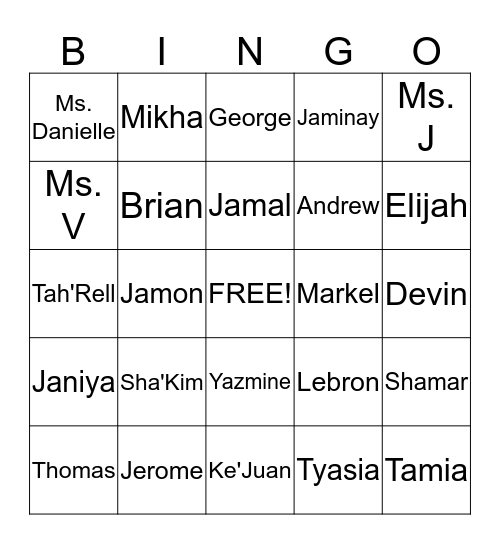 Scholars in the Classroom Bingo Card