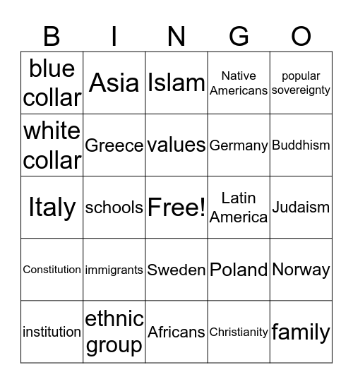 1.1 Bingo Card