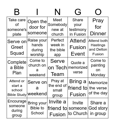 Fusion 412 Bingo Card