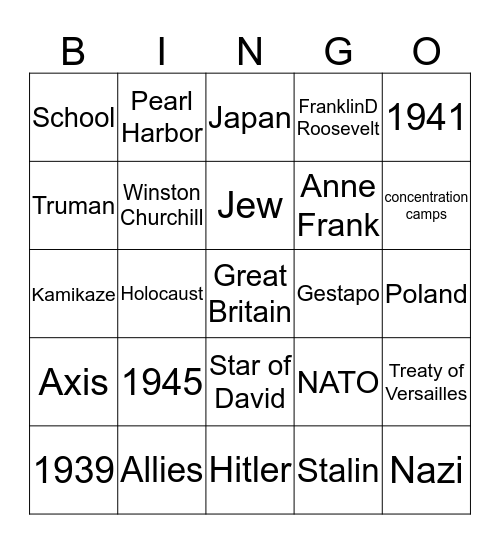 World War II Bingo Card