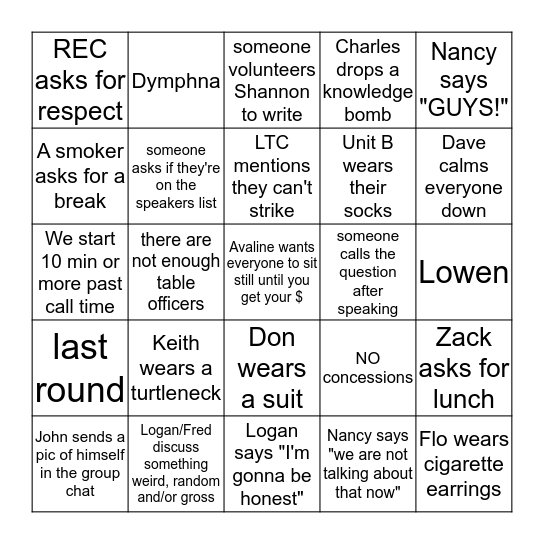 Bargaining Bingo! Bingo Card