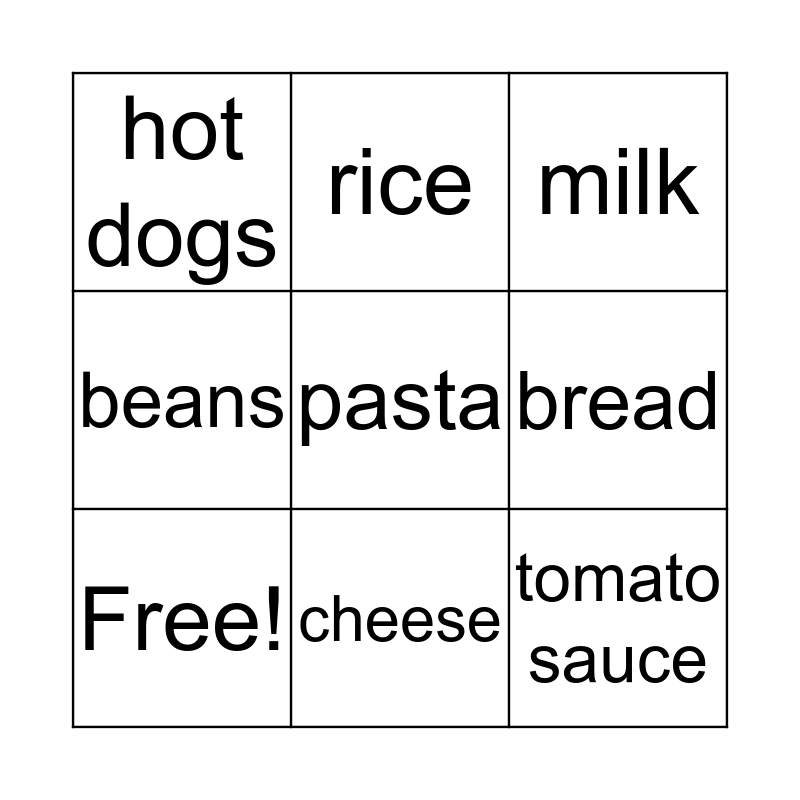 grocery-items-bingo-card