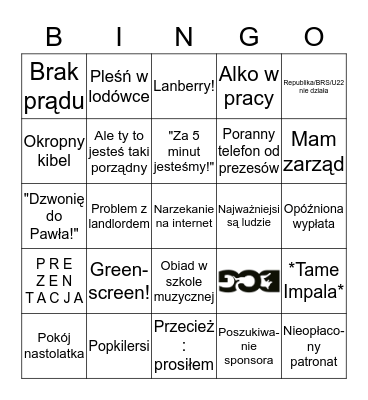 DOGOWE BINGO - CZAS GRY: 3 DNI ROBOCZE Bingo Card