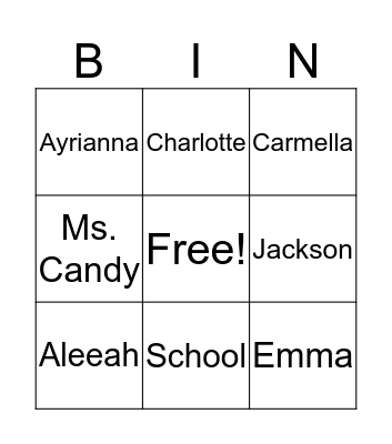 Classroom 3 Bingo Card