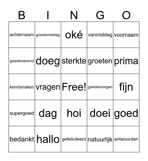 Kennismaken en groeten Bingo Card