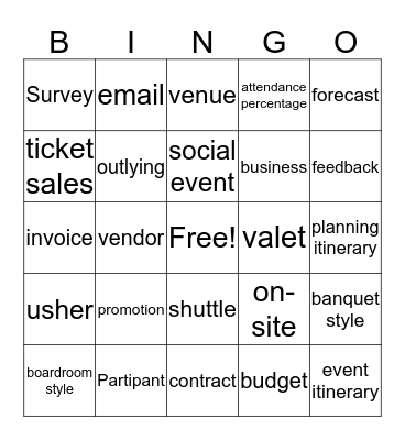 Vocab Review Bingo Card