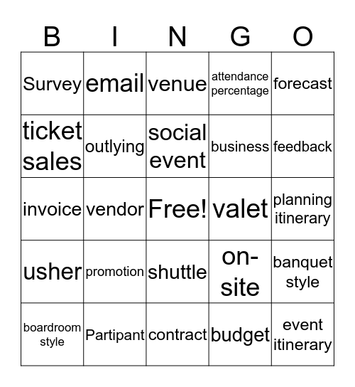 Vocab Review Bingo Card