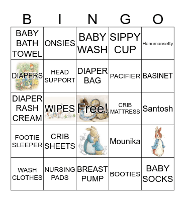 BABY  SHOWER Bingo Card