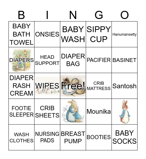 BABY  SHOWER Bingo Card