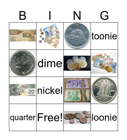 MONEY Bingo Card