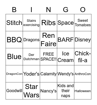 Dreamfinder Dragon Bingo Card