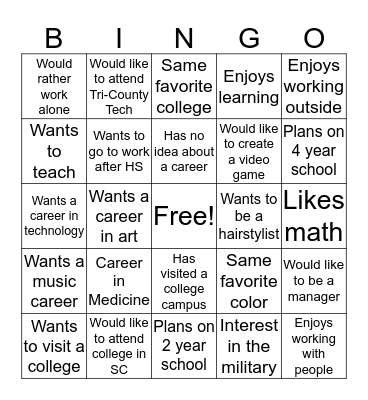 7th grade bingo Card
