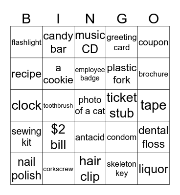 Handbag BINGO Card