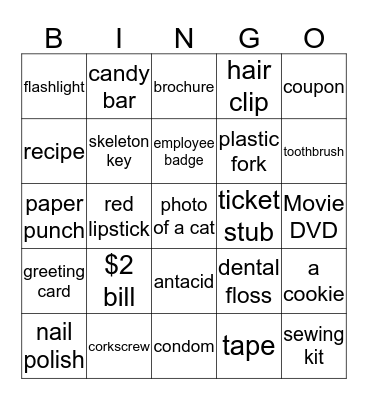 Handbag BINGO Card