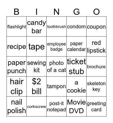 Handbag BINGO Card