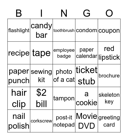 Handbag BINGO Card