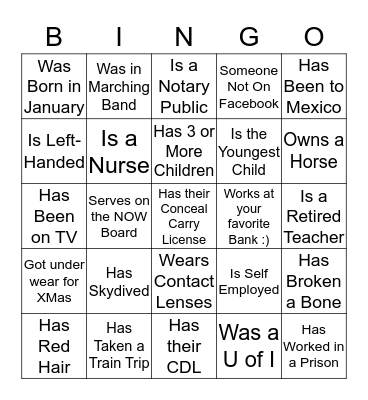 F&M BANK BINGO Card