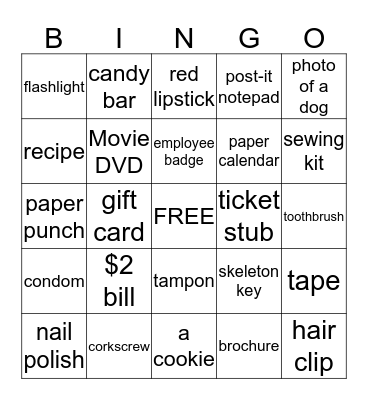 Handbag BINGO Card