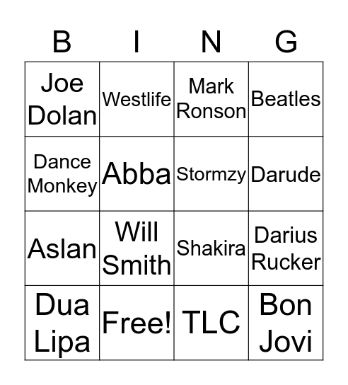 Music 1 Bingo Card