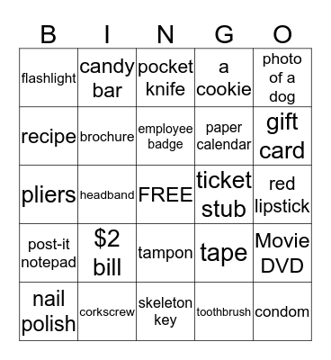 Handbag BINGO Card