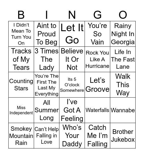 Music Bingo 14-14 Bingo Card