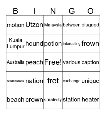 George and Jourdan Bingo Card