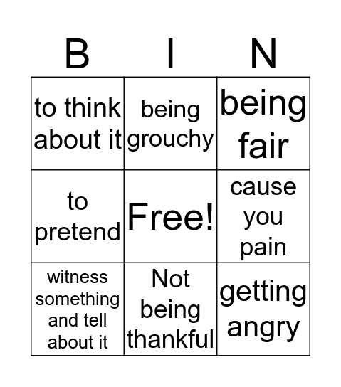 Unit 3 Vocabulary Bingo Card