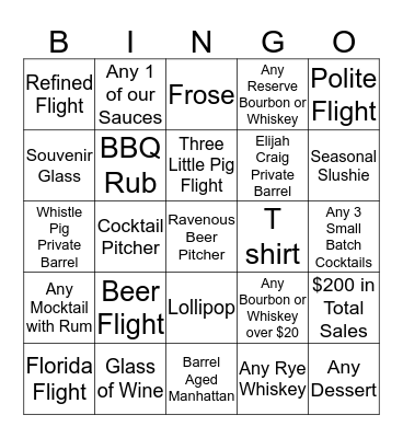 Polite Pig Bingo Card