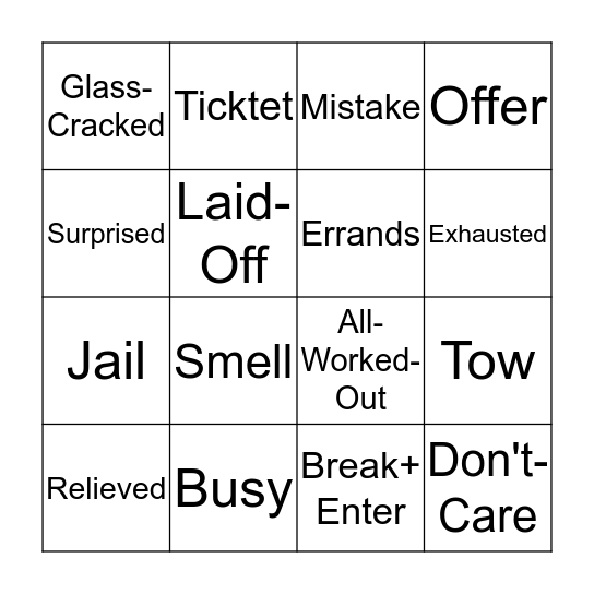 Disrupted Plans Bingo Card