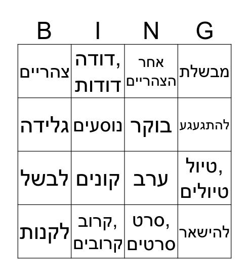 Children's Dialogues- Unit 2 Bingo Card