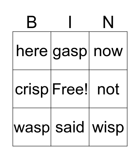-sp endings Bingo Card