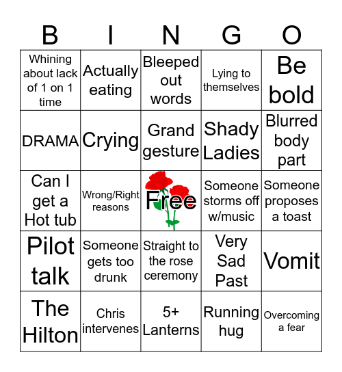 Bachelor Bingo 01/16 Bingo Card