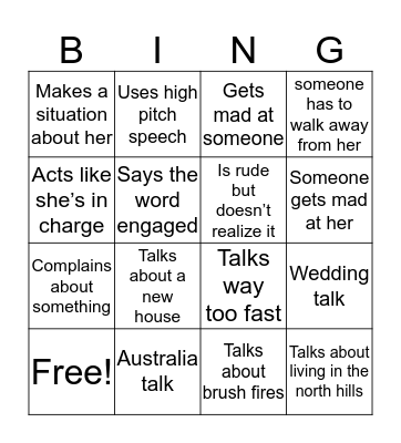 Ski trip Bingo Card