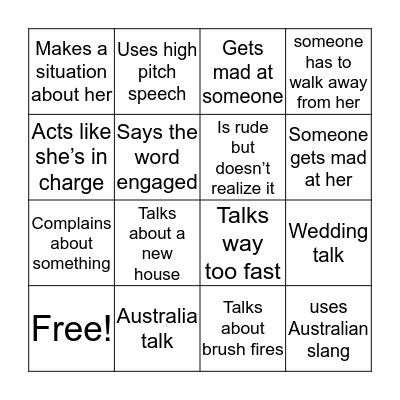 Ski trip Bingo Card
