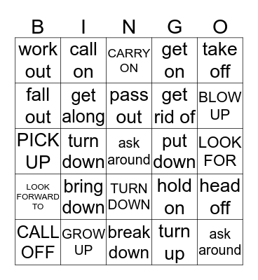 Phrasal Verbs  Bingo Card