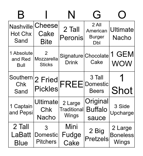 Server Bingo Card