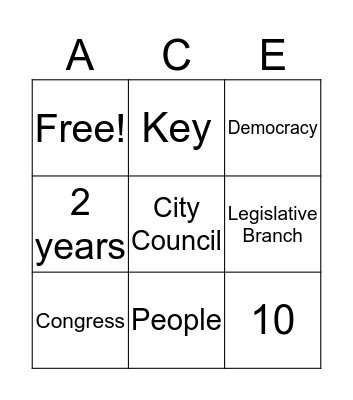 Government BINGO: ACE Edition Bingo Card