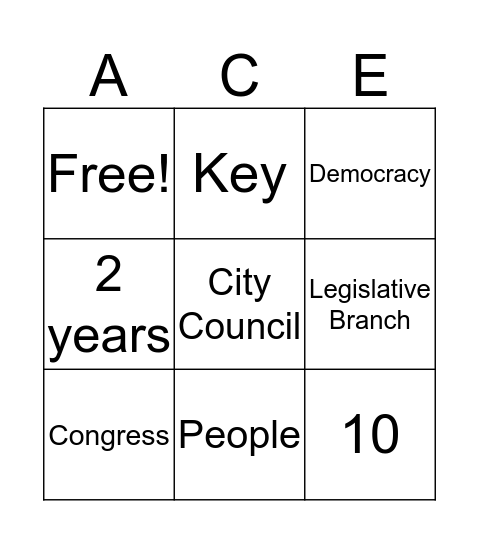 Government BINGO: ACE Edition Bingo Card