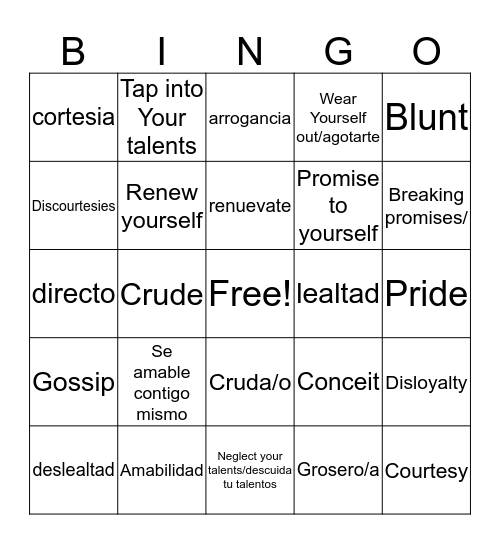 7 Habits Bingo Card
