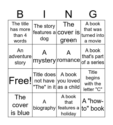 Winter Book Bingo Card