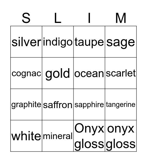 SLIM Bingo Card