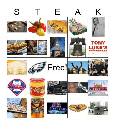 Philly Cheesesteaks Bingo Card