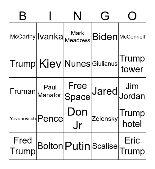 Politics Bingo Card