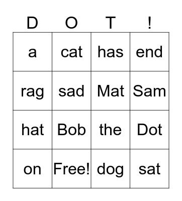 Dot Bingo Card