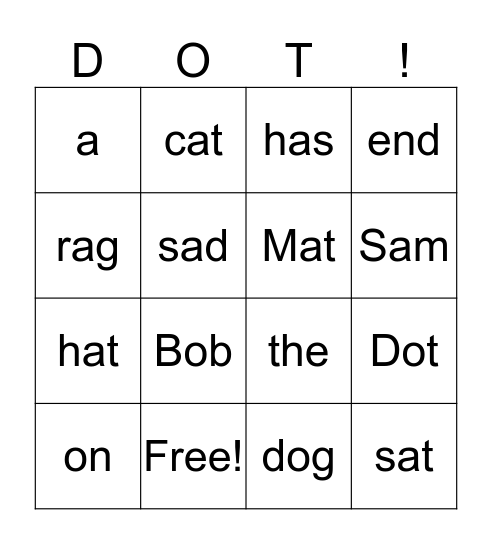 Dot Bingo Card