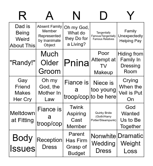 RANDY Bingo Card