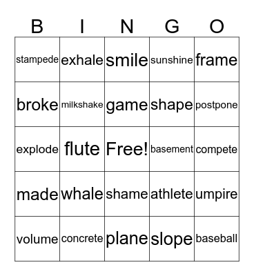 CV-E BINGO Card