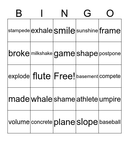 CV-E BINGO Card