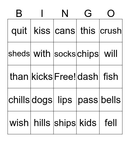 Wilson Step 1 Closed Syllables Bingo Card