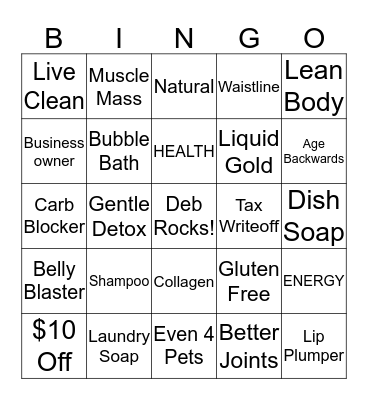 Better Body  Bingo Card